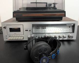 BSR Turntable Panasonic Cassette  AM FM Component with Headphones