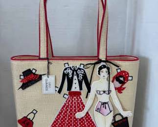 005 LuLu Guinness Paper Doll Rafia Handbag