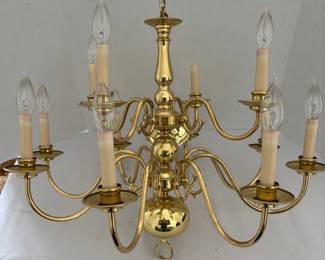 Vintage Underwriters Laboratories Colonial Style Twotiered Brss Chandelier