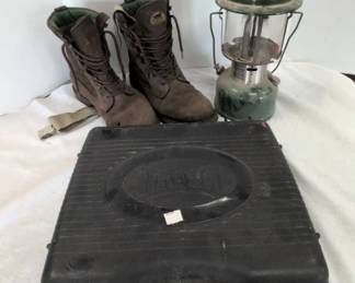 Boots, Lantern, and Portable Gas Stove Camping Kit 