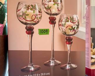 Several new in box items including these holiday goblets!