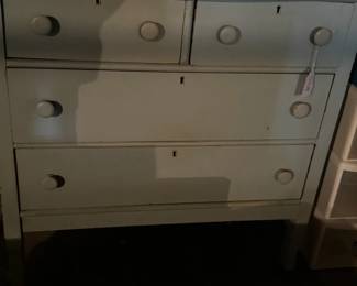 Painted four drawer chest. Likely oak