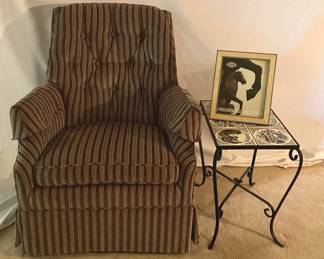 Upholstered Chair And Side Table