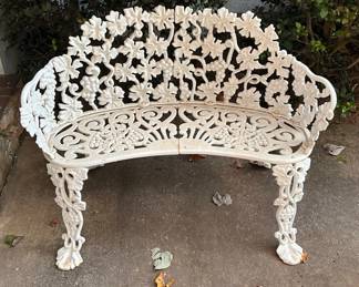 White Iron Garden Bench