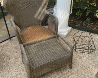 Wicker chair and ottoman