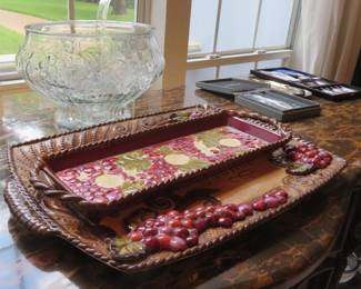 Grasslands Road holiday platter, Jeannette Glass fruit punch set