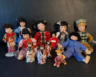 Collection of Asian Dolls in Traditional Attire