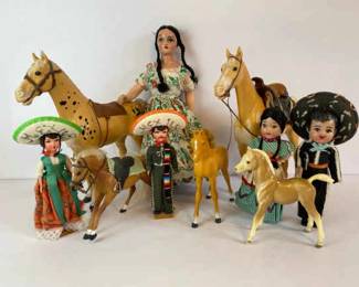 Collection of Mexican Dolls with Horses