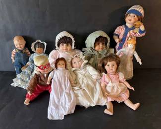 Collection of Vintage Porcelain Composition Dolls