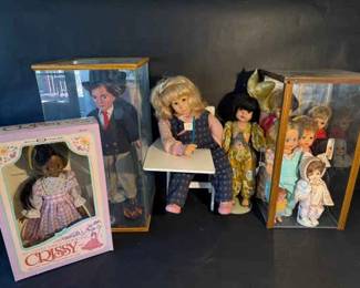 Assorted Collector Dolls including Crissy, Display Case Dolls Schoolgirl Figures