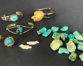 Southwestern Jewelry Turquoise Collection Cuff Bracelets, Rings Loose Stones