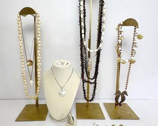 Vintage Ocean, Seashell, and Nautical Jewelry Lot Necklaces, Earrings Statement Pieces