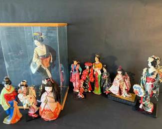 Collection of Japanese Geisha Traditional Costume Dolls