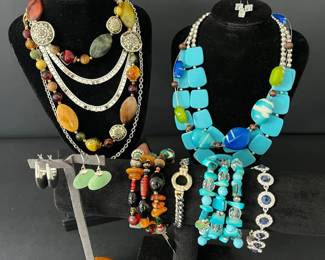 Costume Jewelry Statement Necklaces, Bracelets Earrings in Bold Colors
