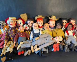 Large Collection of Classic Ventriloquist Dolls and Puppets