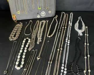 Fun grouping of Vintage Costume Necklaces Chains, Pendants Statement Pieces
