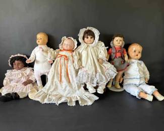 Vintage Collectible Large Sized Doll Lot Composition, Vinyl Heritage Mint Dolls