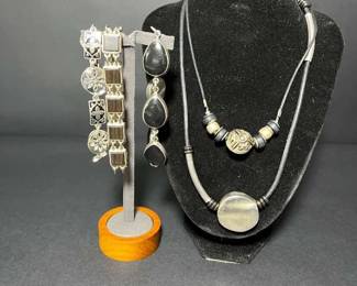Silver Artisan Jewelry Bracelets Necklaces With An Inlay Pendant