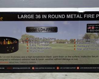2025 Landhonor LDH-FPR36 Large 36" Round Metal Fire Pit Ring, Unused 