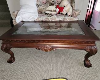 glass top solid wood coffee table