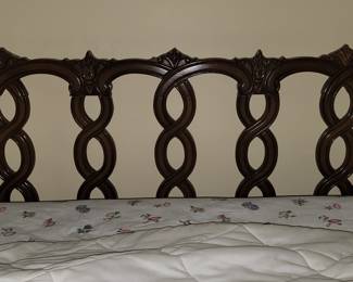 King size headboard and frame - includes excellent condition mattress - was in plastic protector, then cloth mattress protector. 