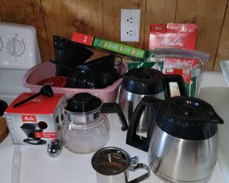 Just a few of the coffee pots and cone filters available