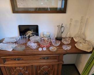 Buffet with both sides that drop down. Waterford crystal