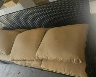 Faux Rattan 3 Cushion Couch
