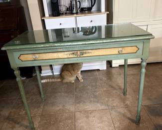 Table with Drawer Glass Top Desk / Vanity