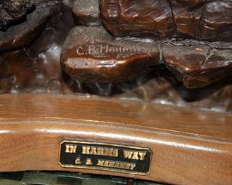 HUGE C. Buck Mahaney Bronze Sculpture “In Harm’s Way”

