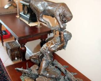 HUGE C. Buck Mahaney Bronze Sculpture “In Harm’s Way”

