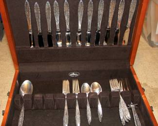 48 pcs. Lunt Floral Lace Sterling Flatware

