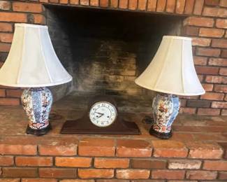 Imari Style Lamps And Ridgeway Mantel Clock