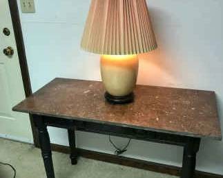 Marble Top Sofa Table And Lamp