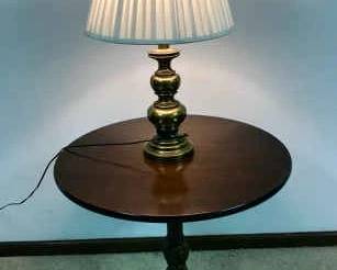 Tilt Table And Brass Lamp