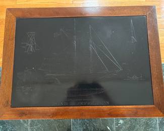 Grand Banks fisherman, Isiah  L. Jefferson. nautical engraved slate.