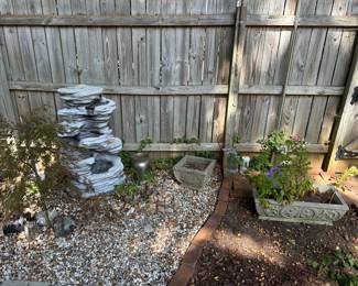 Outdoor Fountain, Flowerbeds