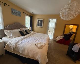 Fine Bedroom Set, Curtains, Decorative Light Fixture 
