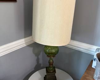 Vintage Green Glass Lamp