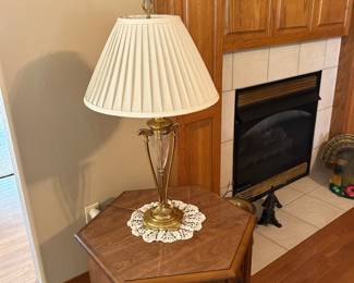 Side table. Lamp.