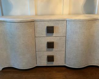 Studio A For Global Views Toile Credenza White Serpentine Three-Door Cabinet