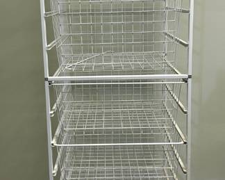 White Wire Shelving Unit With Retractable Drawers 