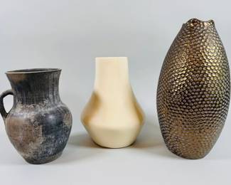 Two Decorative Stoneware Vases And A Pitcher (3)