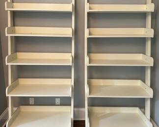 Pair Of White Ladder Bookshelves