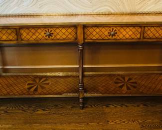 Regency Style Lattice Inlaid And Brass Mounted Console Table