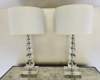 Pair Of Lucite Stacked Bubble Table Lamps