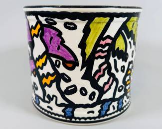 Richard Taddei For Tiffany & Co. Hand Painted Ceramic Pot, 1985