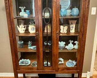 LOVELY, OLD DISPLAY CABINET - AND IT'S FULL!