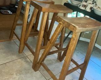 SET OF 3 SADDLE-SEAT BAR STOOLS