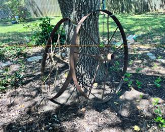 PAIR OF OLD IMPLEMENT WHEELS